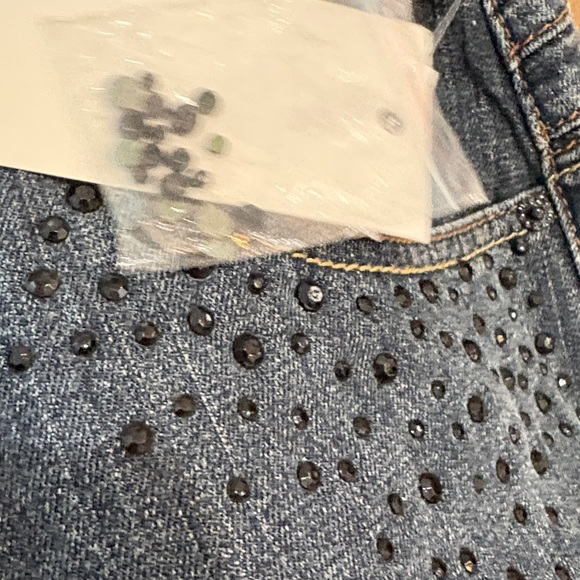 Baccini Dark Blue Straight Leg Jeans with Sequin Accents - Picture 4 of 7